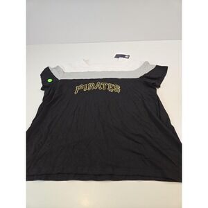 Pittsburgh Pirates Shirt Womens 3XL Black Gray White MLB Baseball Colorblock Tee